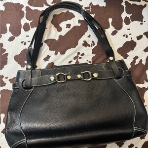 kate spade Black Leather Shoulder Bag with Gold Hardware